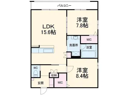 オラシオン八幡(2LDK/1階)の間取り写真