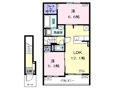 アドバンスⅡ(2LDK/2階)の間取り写真