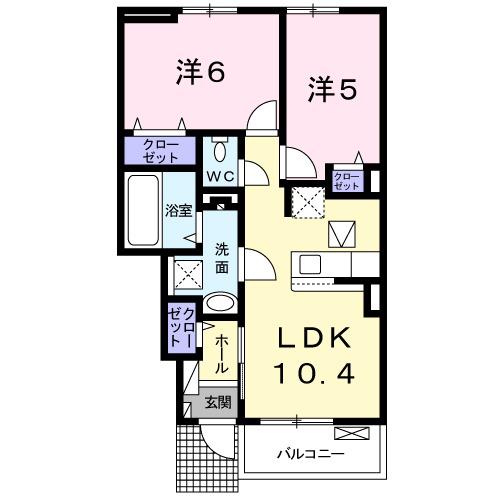 アンジュ ハウス Ⅱ(2LDK/1階)の間取り写真