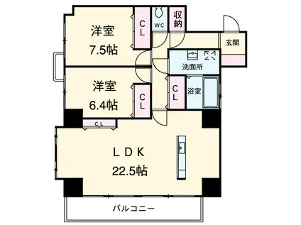 ランディング・モジュール(2LDK/4階)の間取り写真