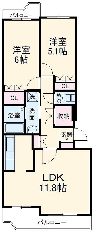 東急ドエル 南浦和ビレッジ(2LDK/3階)の間取り写真