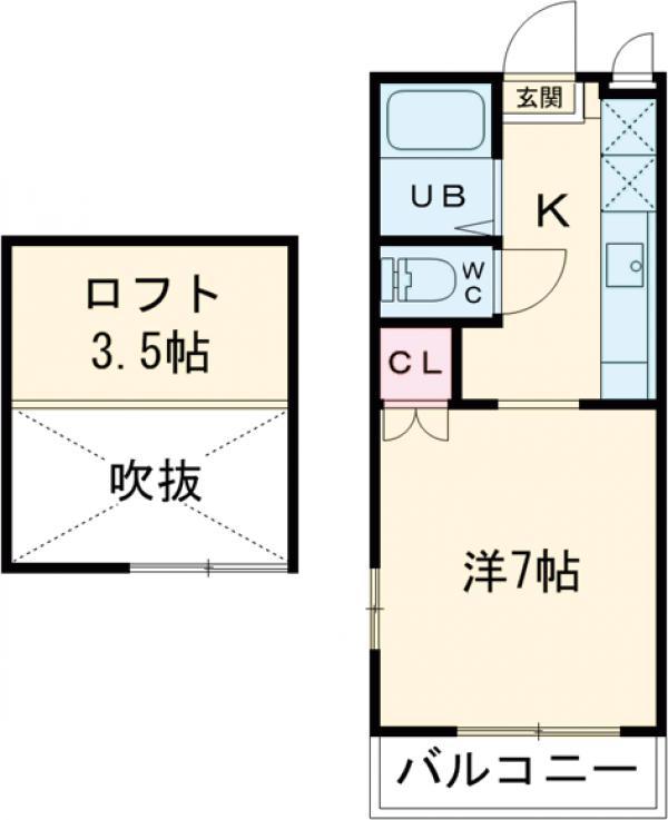 ラフターⅦ(1K/2階)の間取り写真