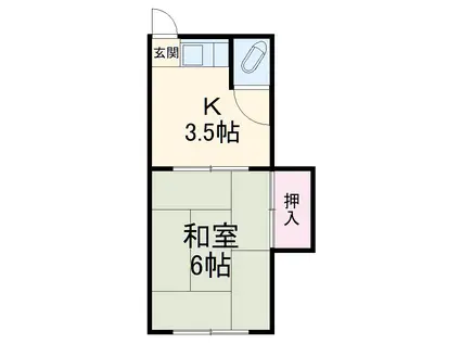 桂荘(1K/3階)の間取り写真