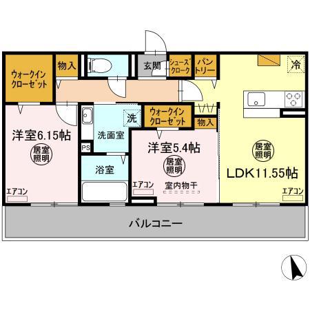 ニーナサクレ(2LDK/3階)の間取り写真