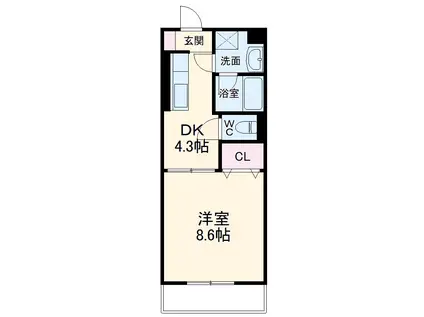 セントレアール(1DK/2階)の間取り写真