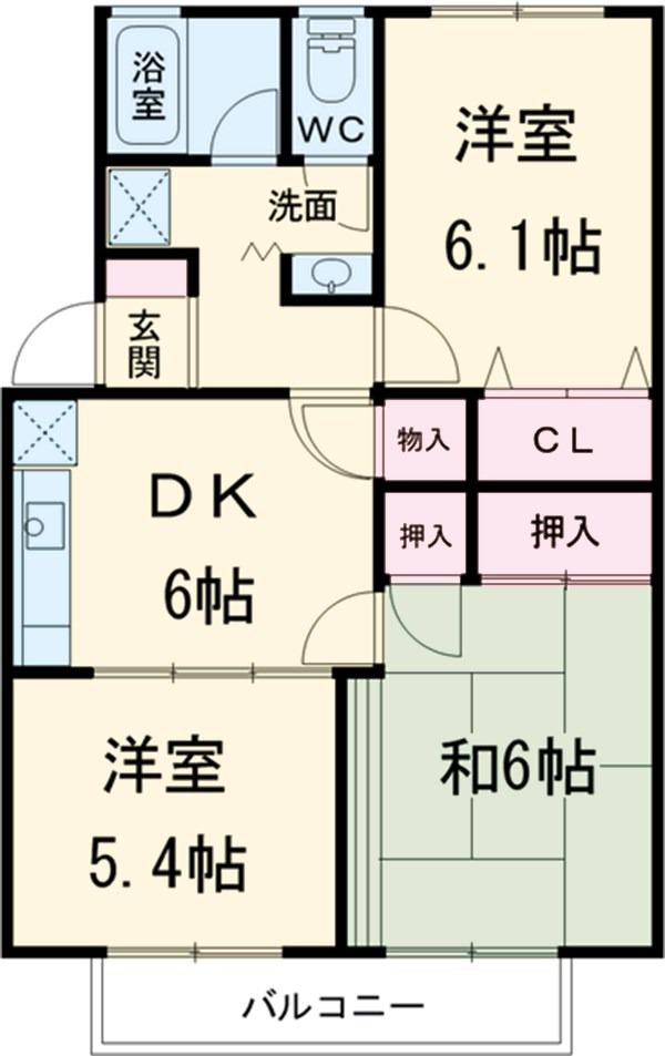 ドリームハイツカワセⅡ(3DK/2階)の間取り写真