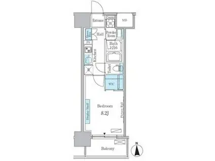 ヒヴィ・カーサ名駅西(1K/4階)の間取り写真