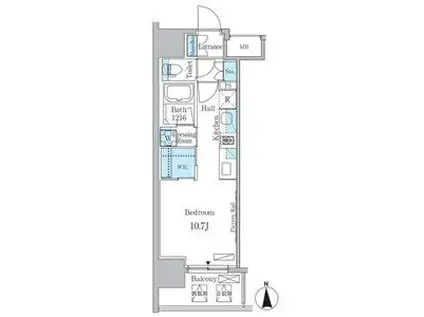 ヒヴィ・カーサ名駅西(ワンルーム/12階)の間取り写真