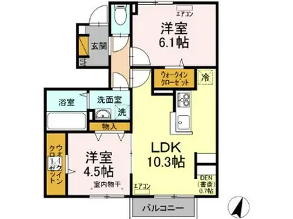 GRAND WINDS TSUKUBA Ⅳ(2LDK/1階)の間取り写真