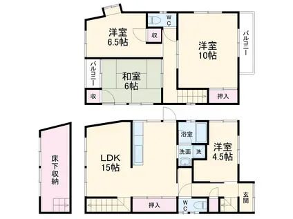 阪急電鉄宝塚線 岡町駅 徒歩5分 2階建 築53年(4LDK)の間取り写真