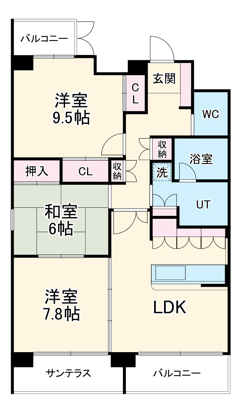 アクシス参番館(3LDK/3階)の間取り写真