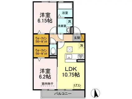 D-ROOMちはら台 G(2LDK/1階)の間取り写真