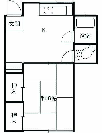市川荘(1K/2階)の間取り写真