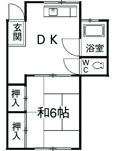 市川荘(1K/2階)の間取り写真