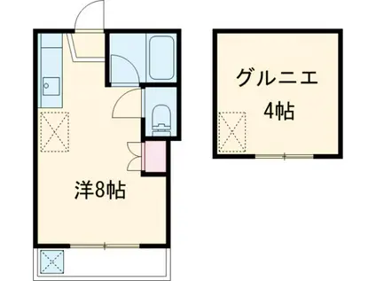 サウスヒル南平(ワンルーム/2階)の間取り写真