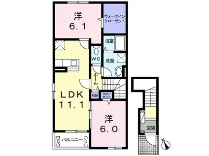 ネオ グリュ・プレーヌ(2LDK/2階)の間取り写真