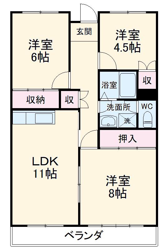 高井ハイツ(3LDK/5階)の間取り写真
