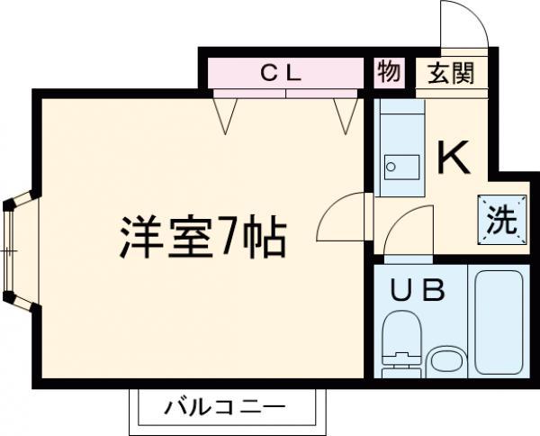 ハイタウン青井(1K/3階)の間取り写真