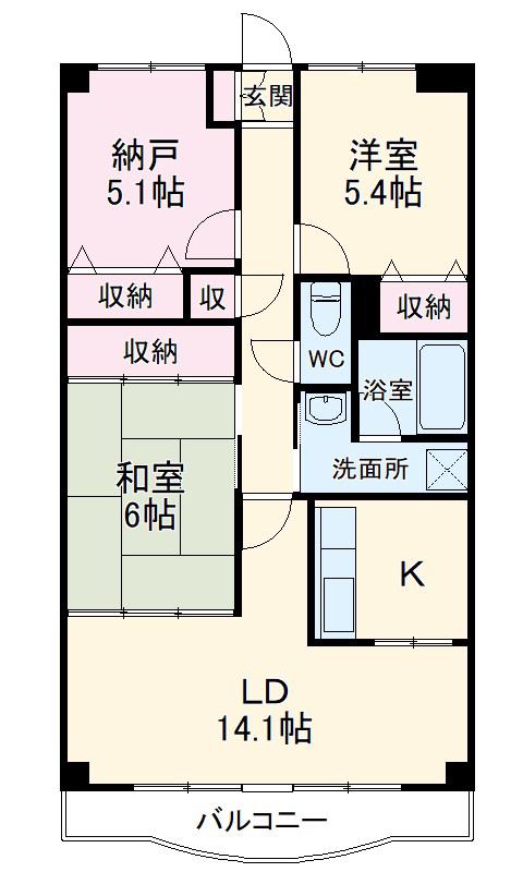 メイプル稲毛(3LDK/3階)の間取り写真