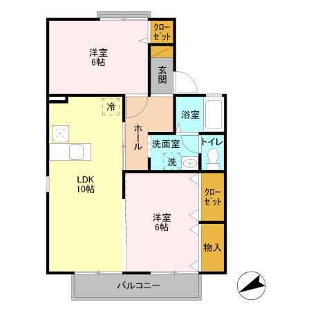 FOUNTAINI(2LDK/1階)の間取り写真