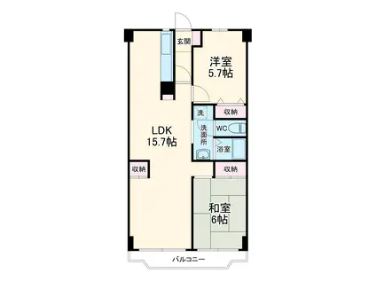 ボヌール秦野2(2LDK/2階)の間取り写真