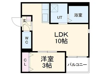 WARREN CHUO1(1LDK/3階)の間取り写真