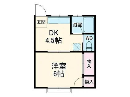 サンハイム2号(1DK/1階)の間取り写真