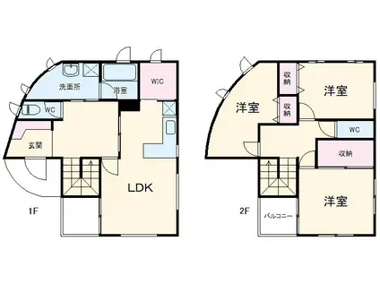 上越線 高崎問屋町駅 徒歩16分 2階建 築23年(3SLDK)の間取り写真
