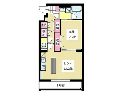 東海道・山陽新幹線 浜松駅 徒歩32分 5階建 築8年(1LDK/5階)の間取り写真