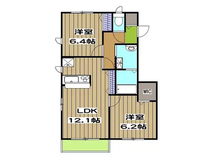 フェリシダード(2LDK/2階)の間取り写真