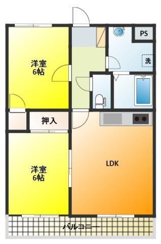 コートビレッジ渡瀬(2LDK/1階)の間取り写真