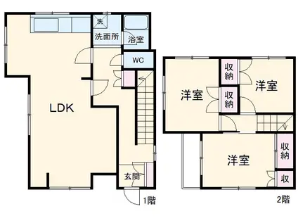 秩父鉄道本線 石原駅(埼玉) 徒歩35分 2階建 築41年(3LDK)の間取り写真