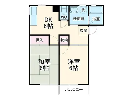 フロンティアハイツ(2DK/2階)の間取り写真