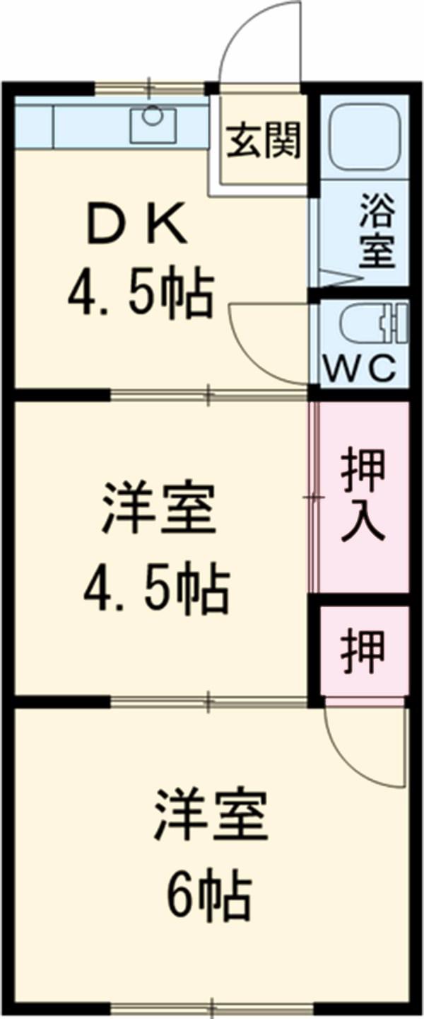 白川荘(2DK/2階)の間取り写真
