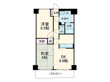 エクセルシオ(2DK/6階)の間取り写真