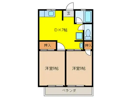 シティハイムなかじま(2DK/2階)の間取り写真