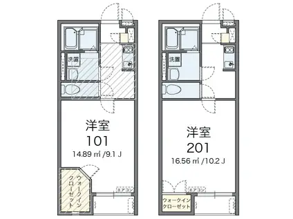レオネクストインフレンド(1K/1階)の間取り写真