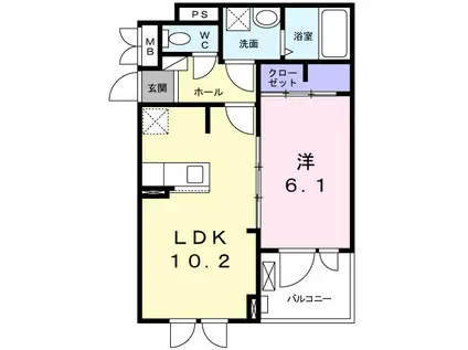 サニーレジデンス西三国K(1LDK/3階)の間取り写真