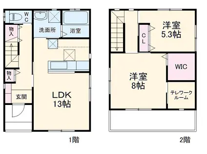 千葉都市モノレール 天台駅 徒歩4分 2階建 築5年(2SLDK)の間取り写真