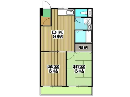パトリード有栖Ⅰ(2LDK/3階)の間取り写真
