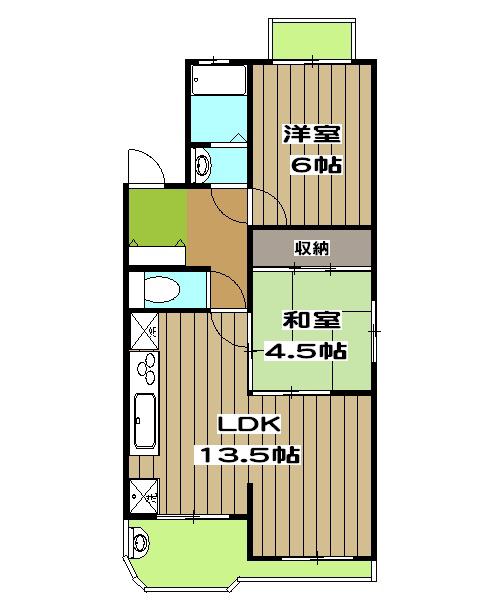 北前田マンション(2LDK/1階)の間取り写真