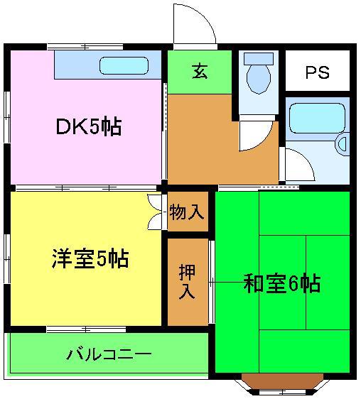 ISE伊勢綾園7703C棟(2DK/2階)の間取り写真