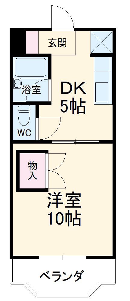 ハイライズ細島Ⅱ(1DK/1階)の間取り写真