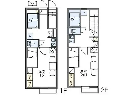 レオパレスシャルム出口B(1K/2階)の間取り写真