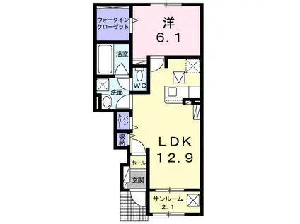 セレブレイト(1LDK/1階)の間取り写真