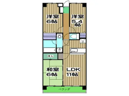レジディア太秦(3LDK/7階)の間取り写真