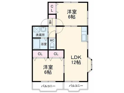 ソレイユⅡ(2LDK/1階)の間取り写真