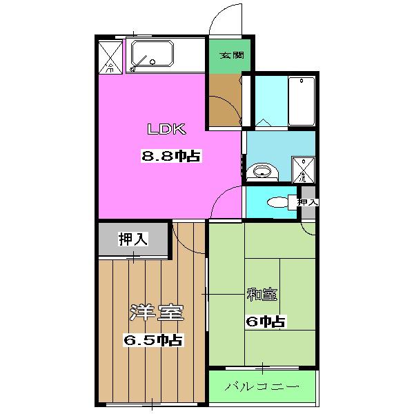 オザサライブコープ(2LDK/3階)の間取り写真