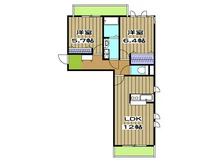 シャーメゾン楠(2LDK/2階)の間取り写真