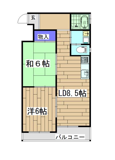四条グランドハイツ(2DK/10階)の間取り写真